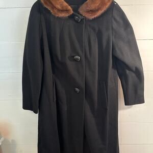 Vintage wool and mink fur overcoat